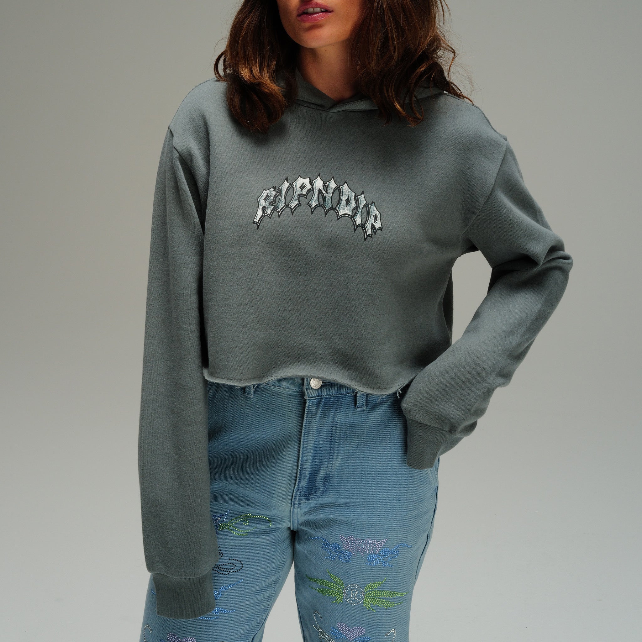 RIPNDIP Mother Nerm Cropped Hoodie (Charcoal )