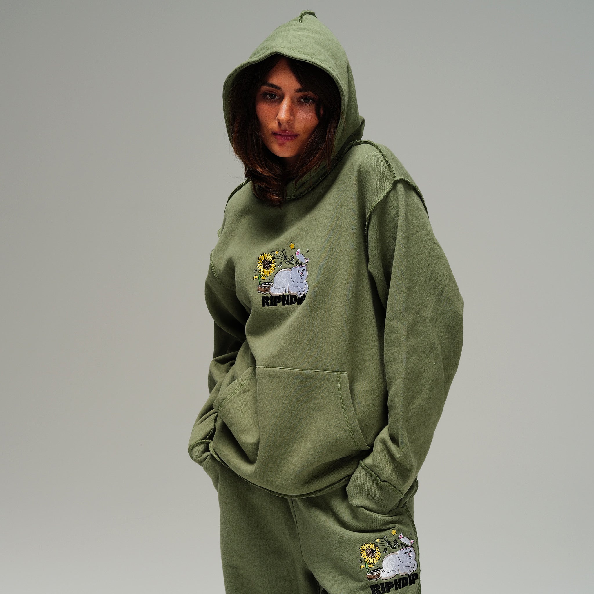 RIPNDIP No Music No Life Hoodie (Dusty Olive)