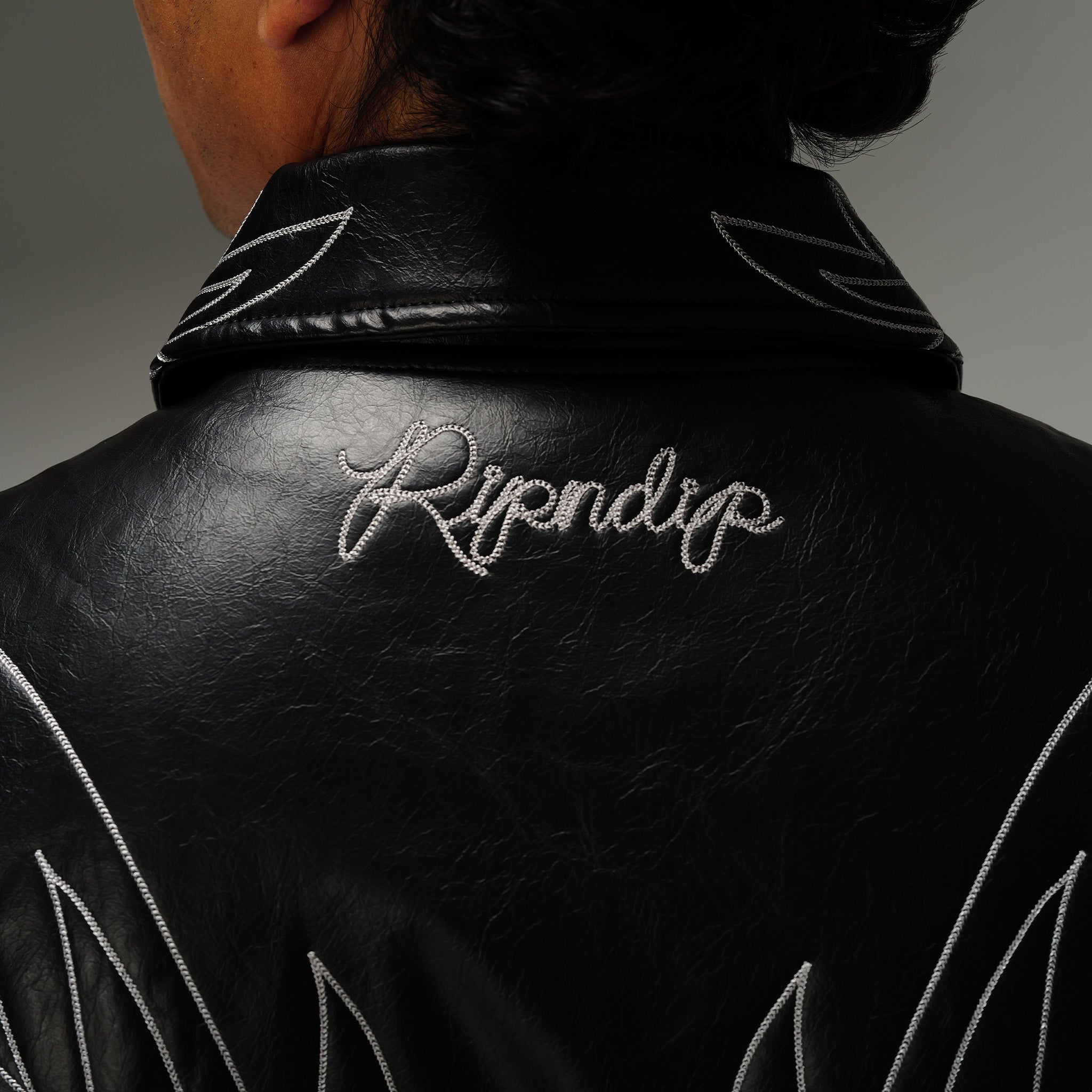 RIPNDIP Howdy Leather Puffer Jacket (Black)