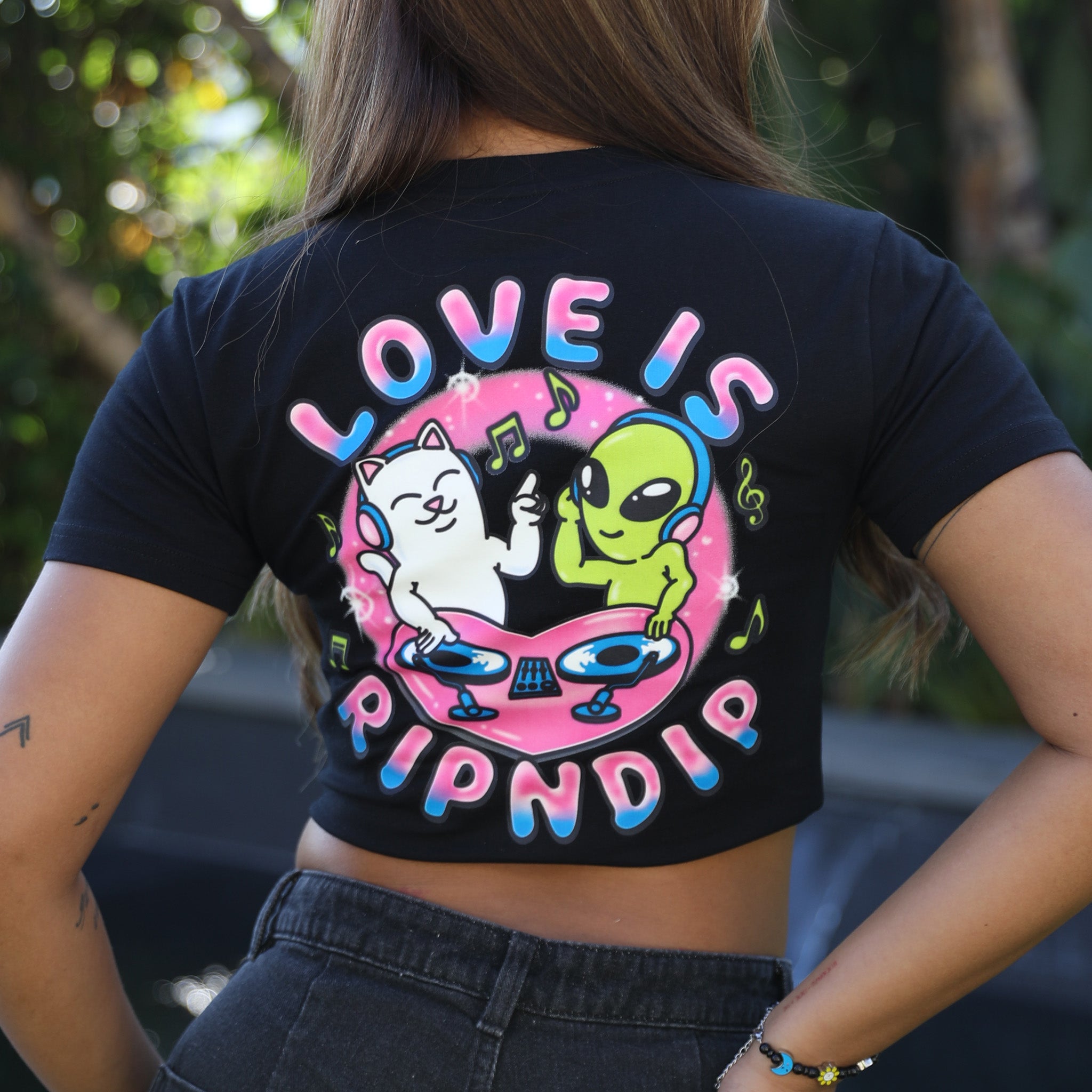 RIPNDIP Love Is Ripndip Cropped Baby Tee (Black)