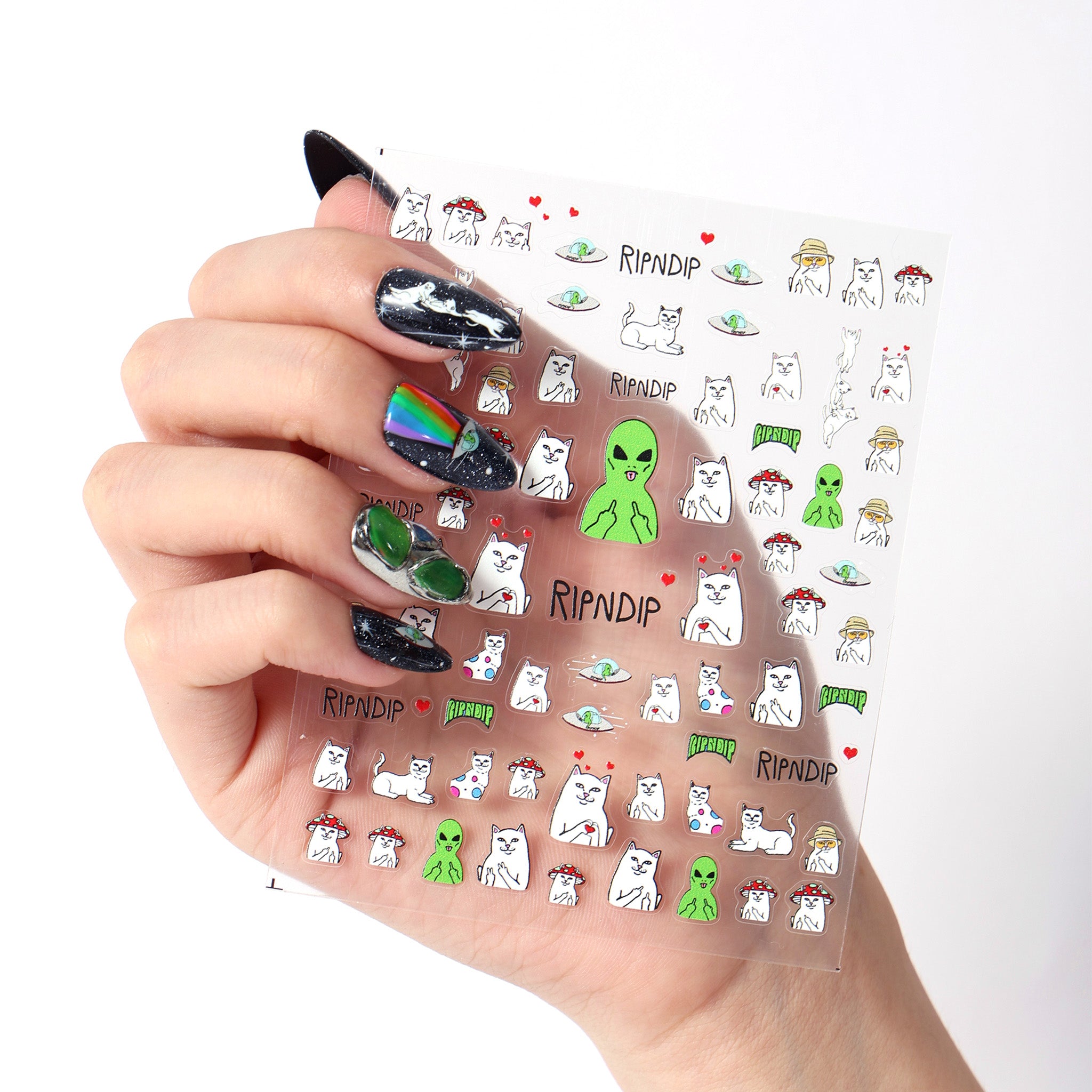 RIPNDIP Lord Nermal And Alien Nail Stickers