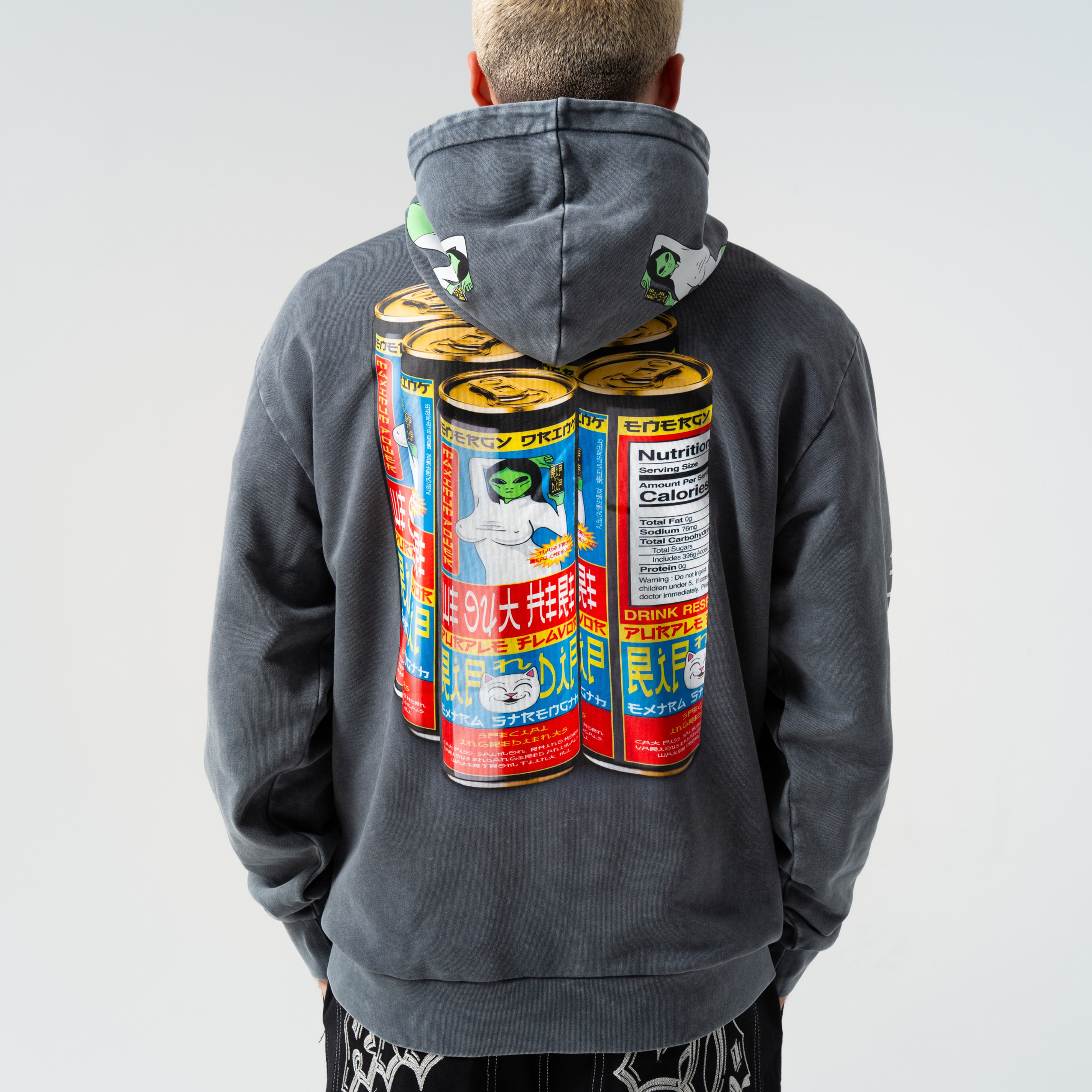 RIPNDIP Nerms Cans Hoodie (Charcoal Vintage Wash)