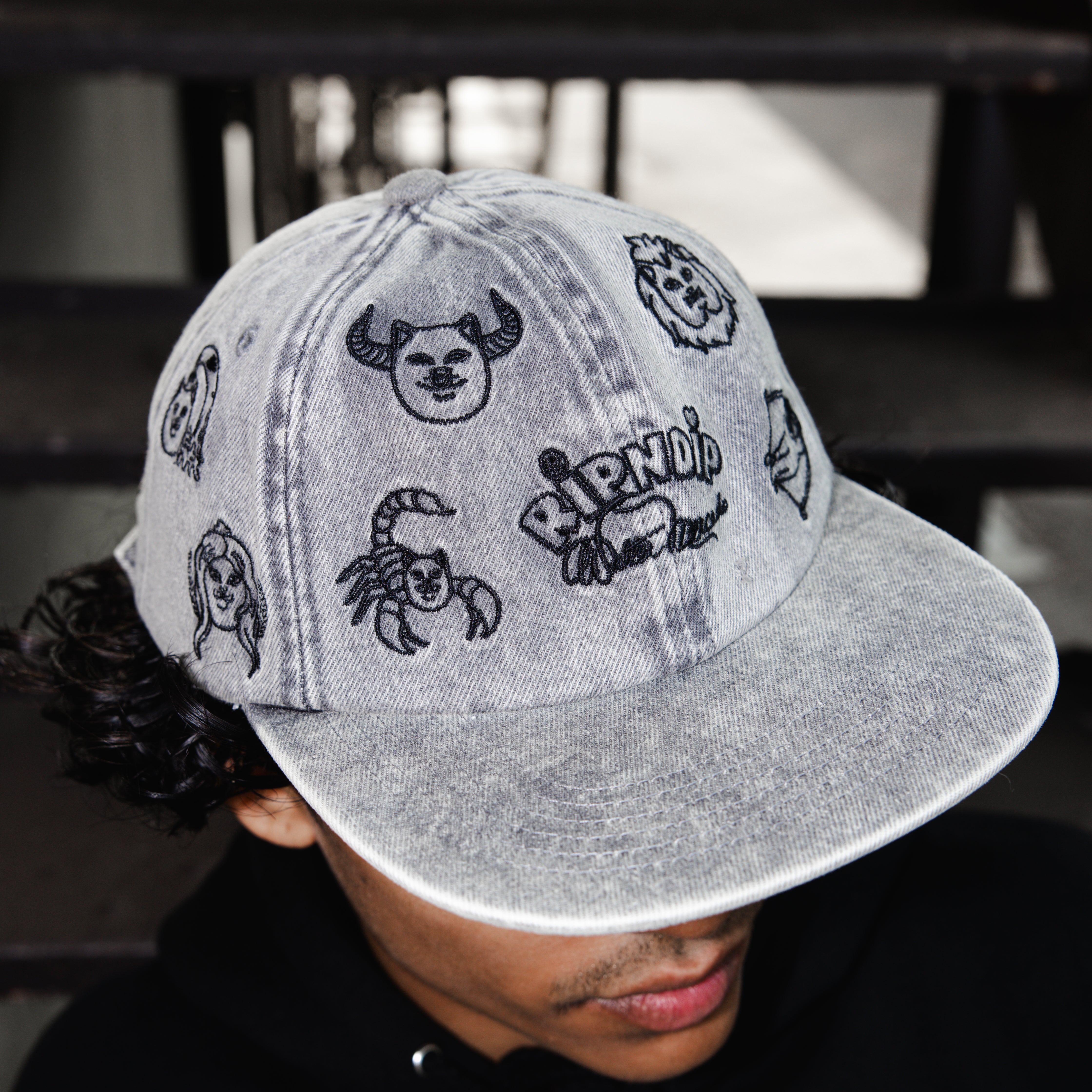 RIPNDIP Zodiac Mucho 6 Panel (Black Washed Denim)