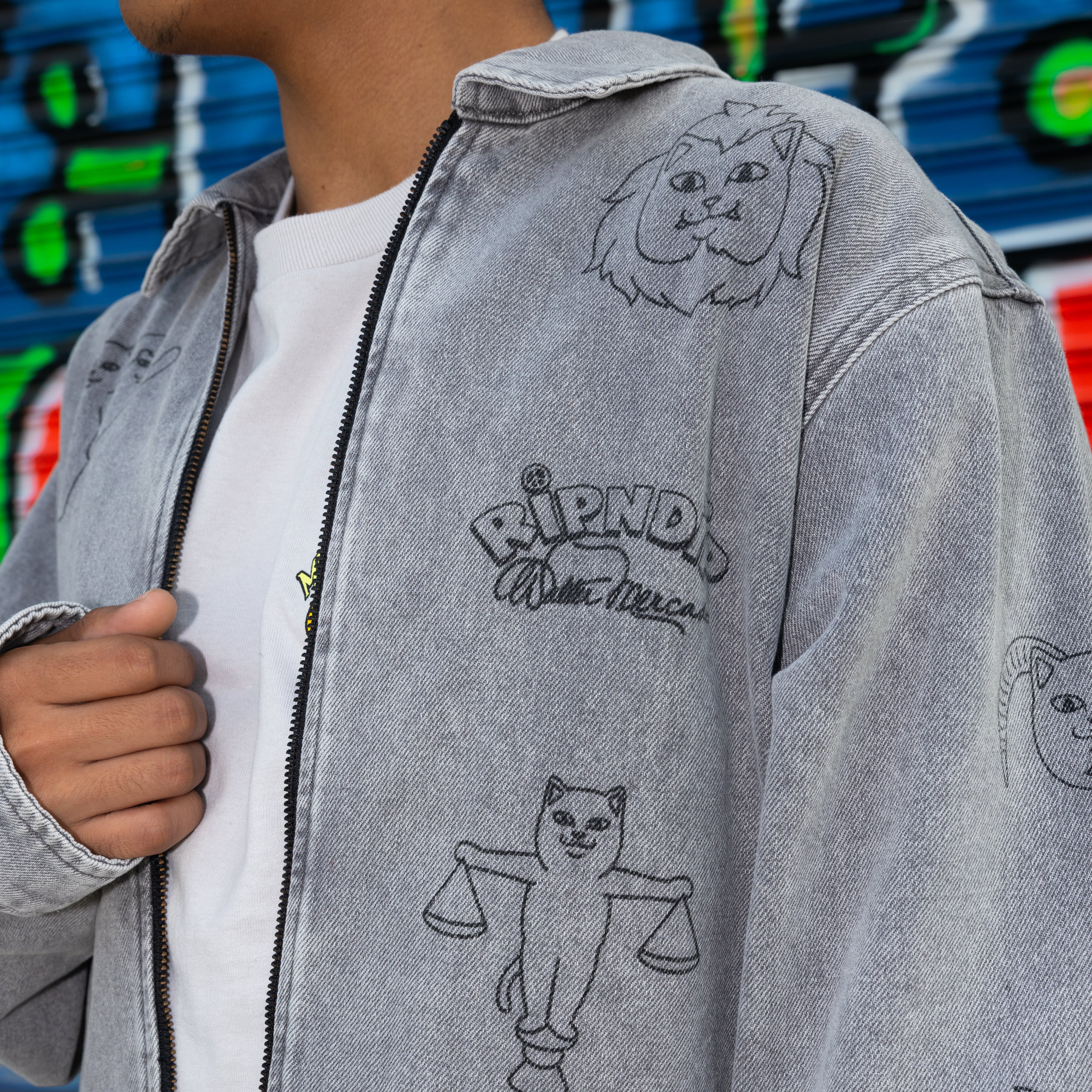 RIPNDIP Zodiac Mucho Work Jacket (Grey Mineral Wash)