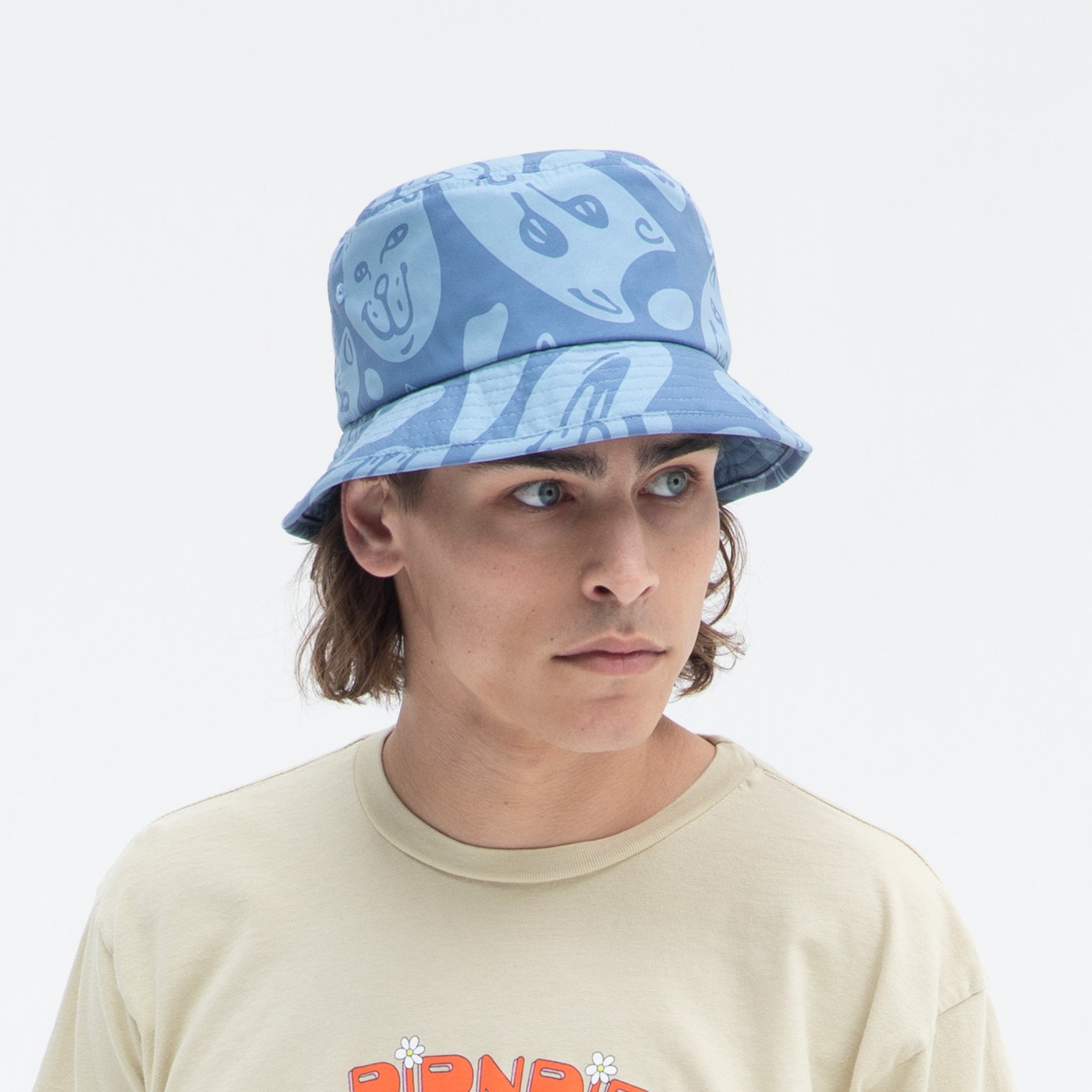 RIPNDIP Many Faces Cotton Twill Bucket Hat (Slate)