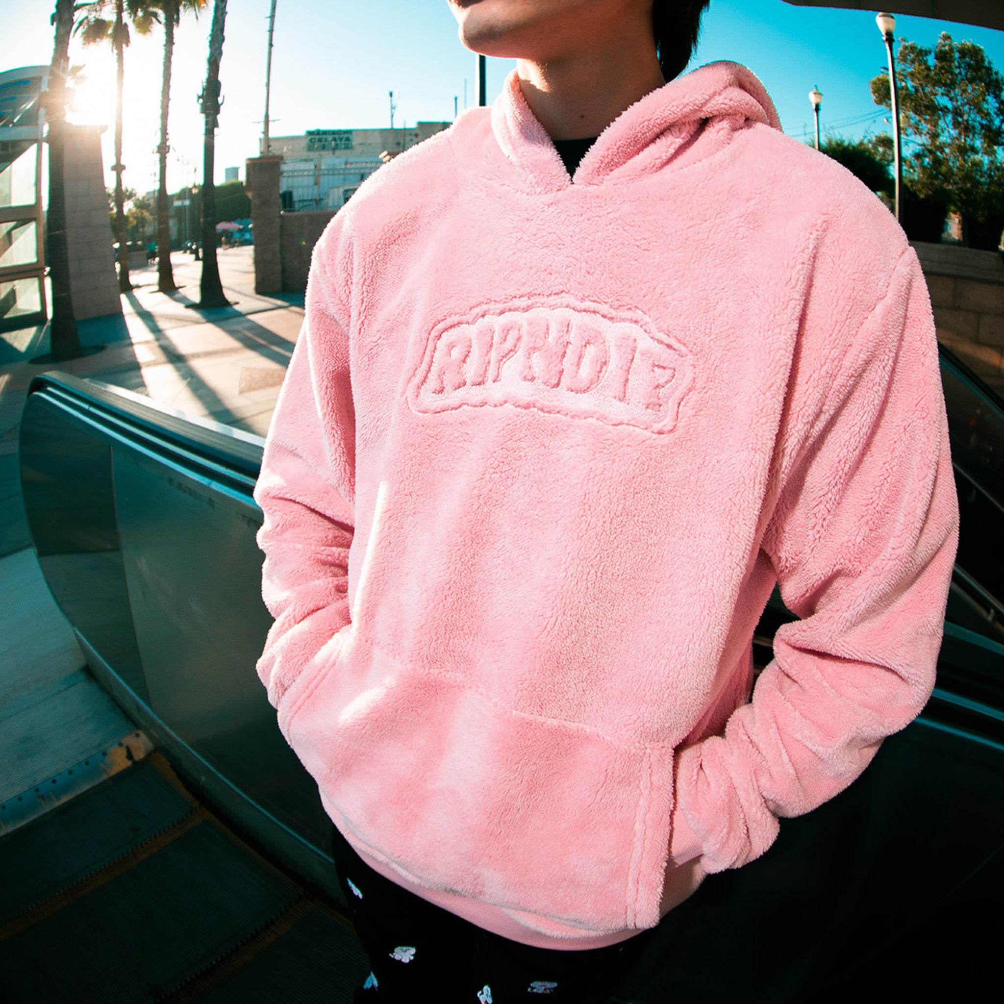 Bubble Sherpa Hoodie (Pink) – RIPNDIP