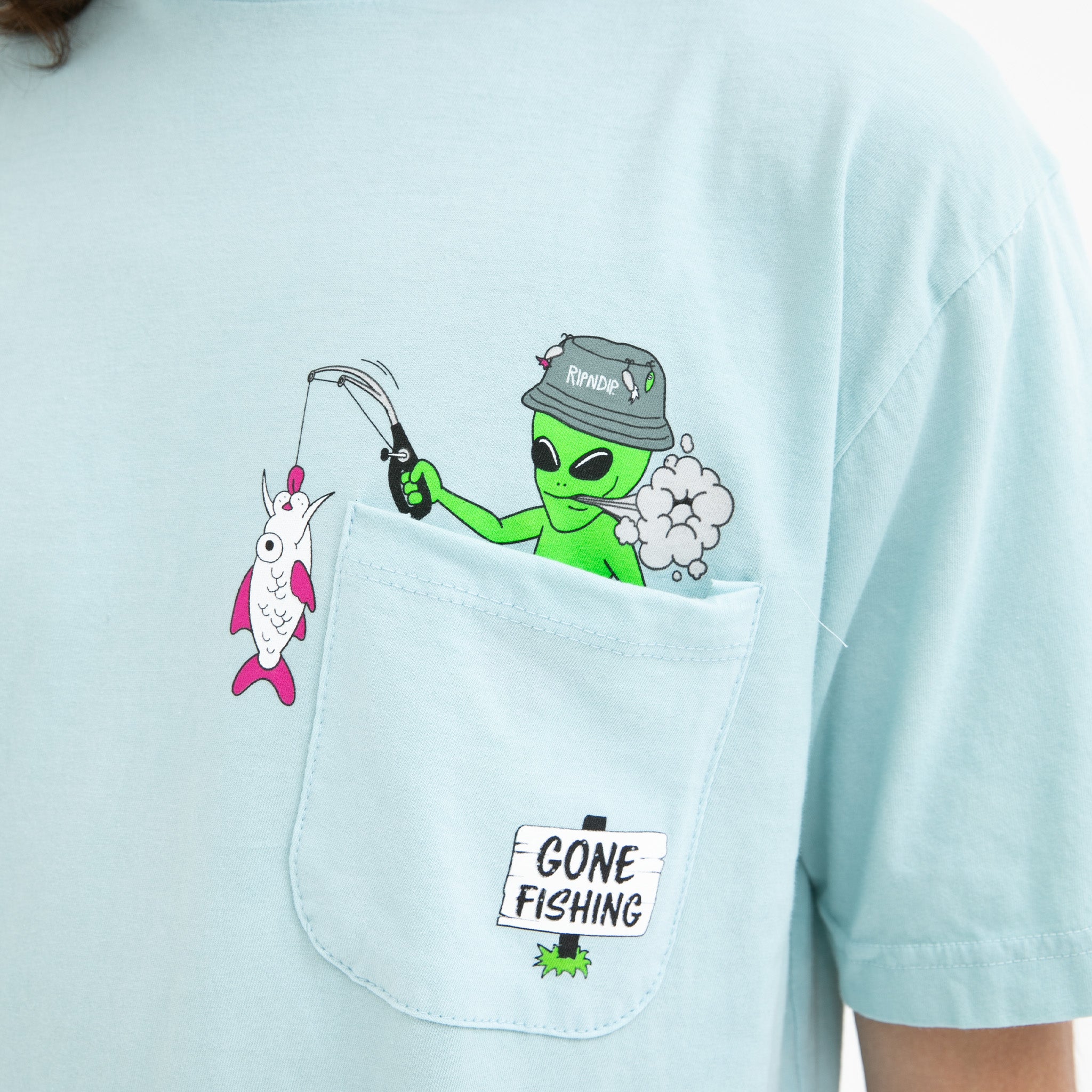 RIPNDIP Gone Fishing Pocket Tee (Baby Blue)