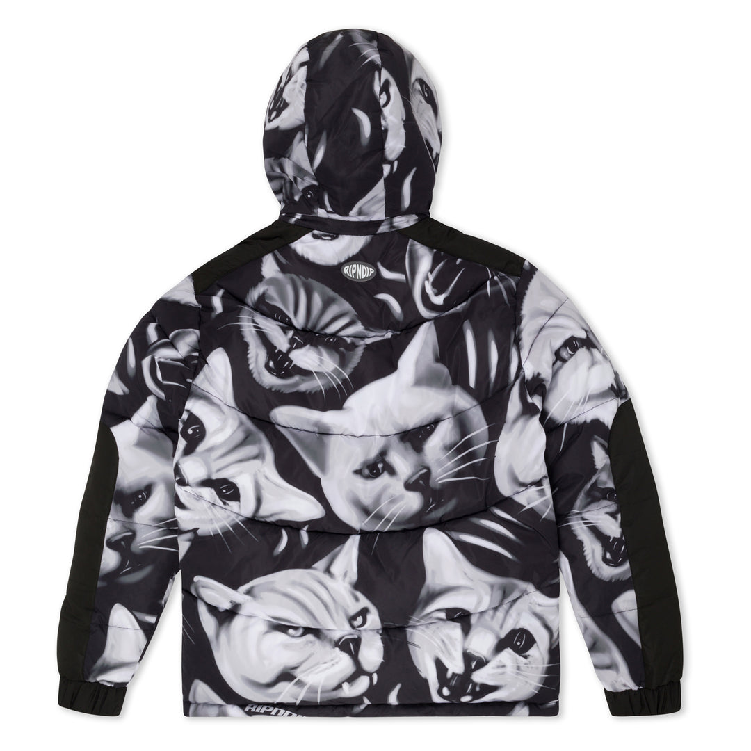 Neon Cat Puffer Jacket (Black) – RIPNDIP