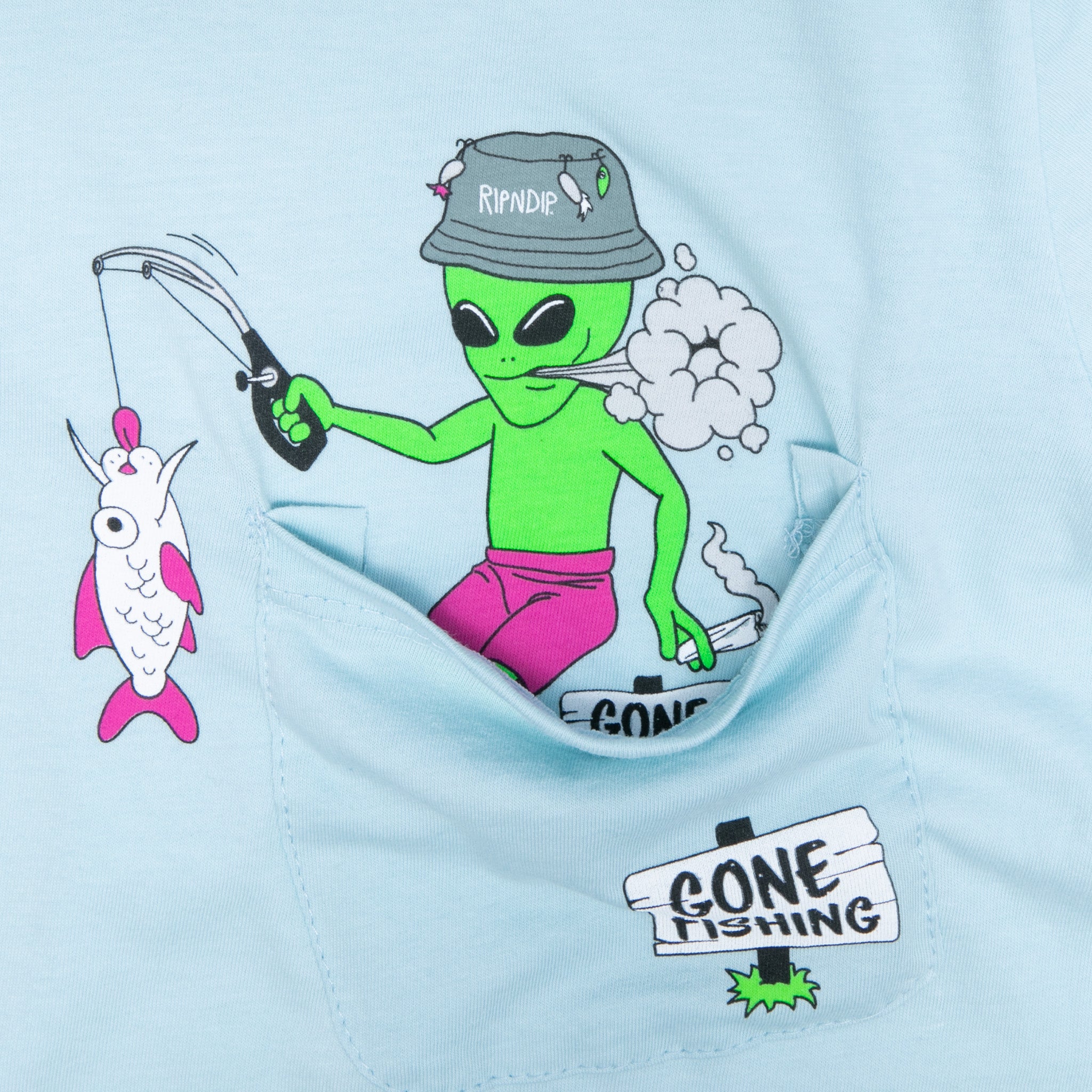 RIPNDIP Gone Fishing Pocket Tee (Baby Blue)