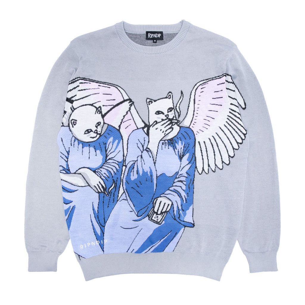 Heaven And Hell Knit Sweater Light Blue RIPNDIP