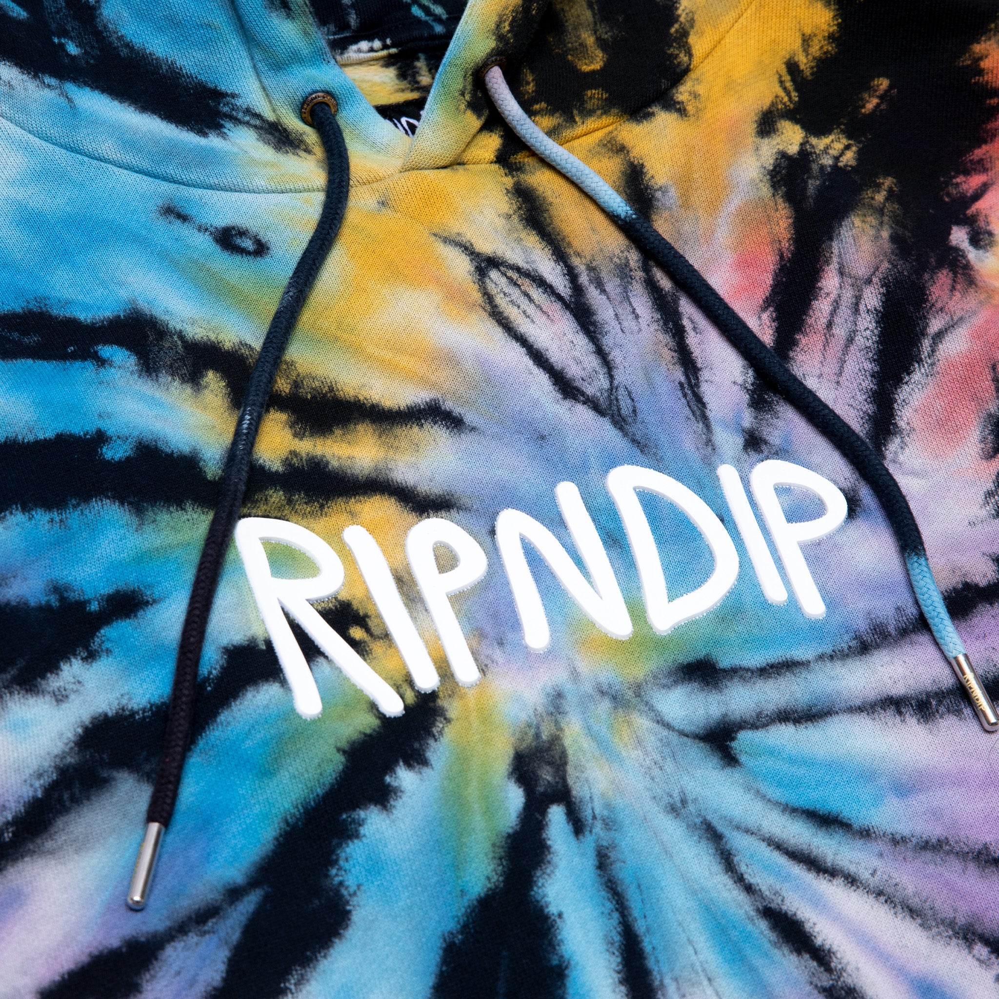 RIPNDIP Rubber Logo Hoodie (Sunburst Spiral Tie Dye)