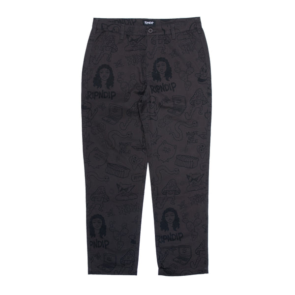 Nerm Doodle Cotton Twill Pants (Chocolate)