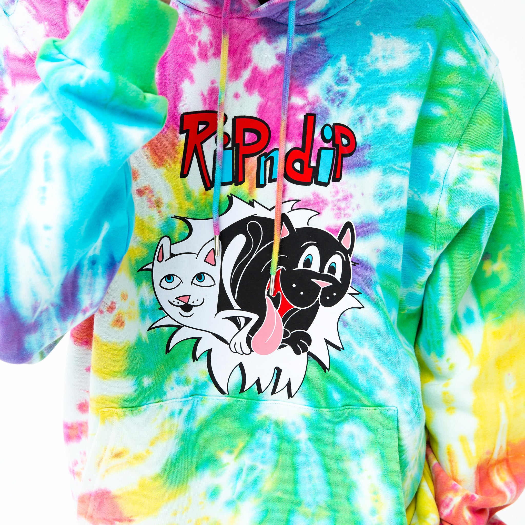 RipNDip Nerm & Jerm Show Hoodie (Rainbow Spiral Dye)