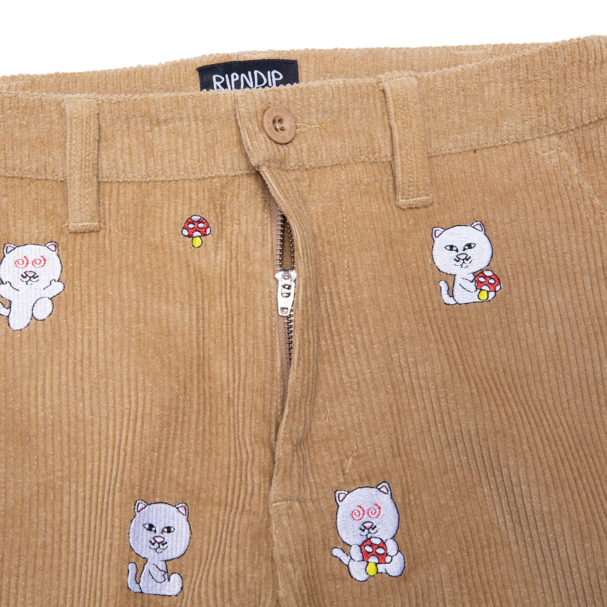 RIPNDIP Hello Nermy Corduroy Embroidered Pants (Tan)