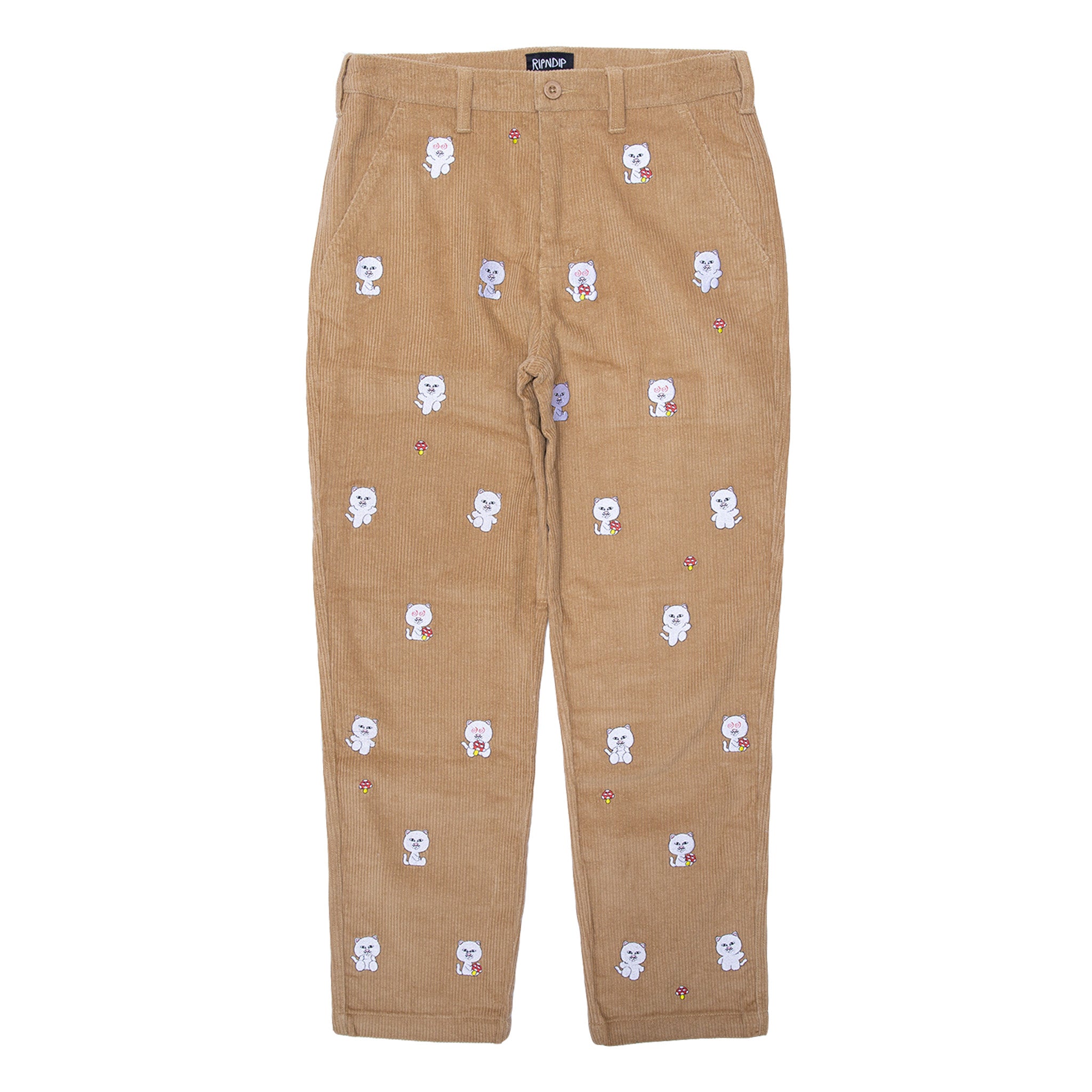 RIPNDIP Hello Nermy Corduroy Embroidered Pants (Tan)