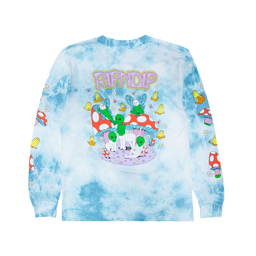 MEDIUM - Tie Dye Mushroom Long Sleeve shirt blue, green, Maroon